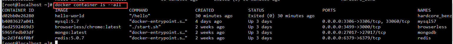 查看本机所有image，包括终止运行的image